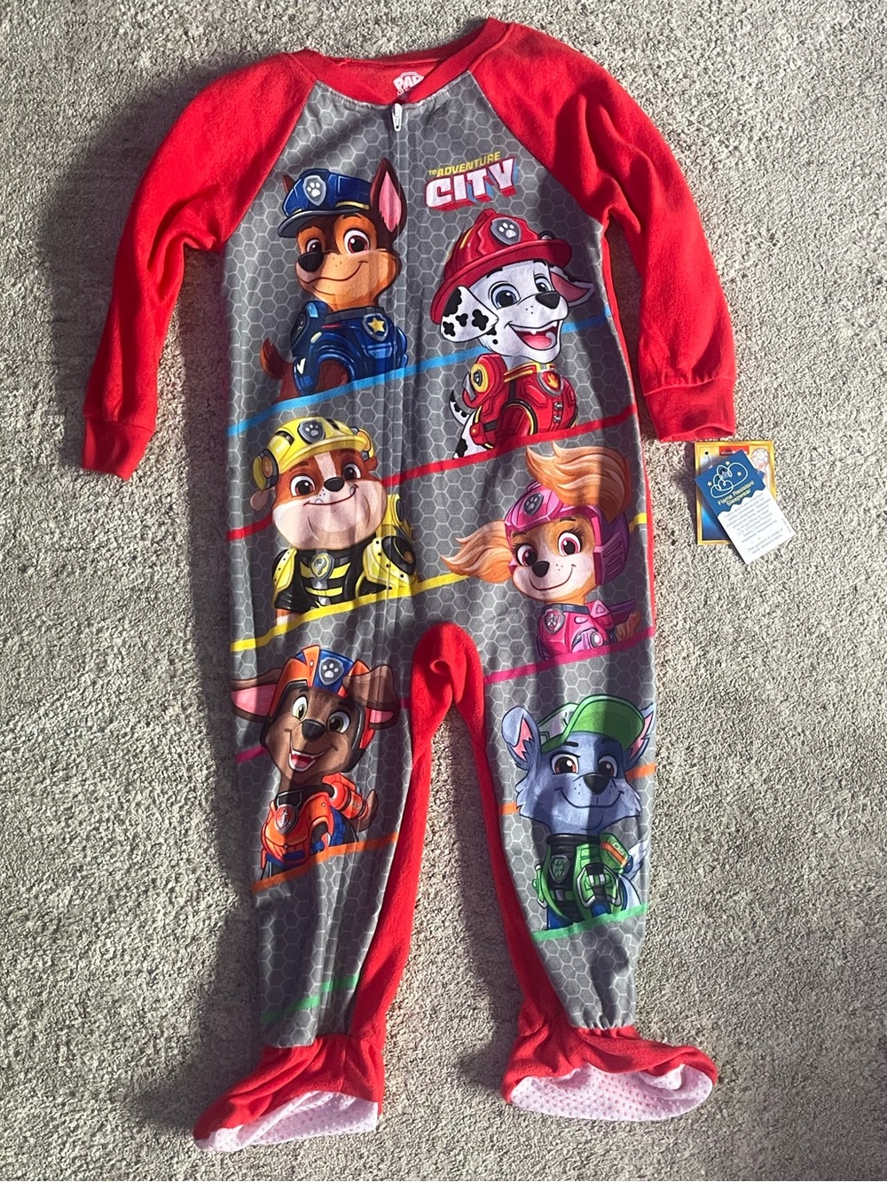Nickelodeon Paw Patrol Gray & Red Kids Footed One-Piece Pajama